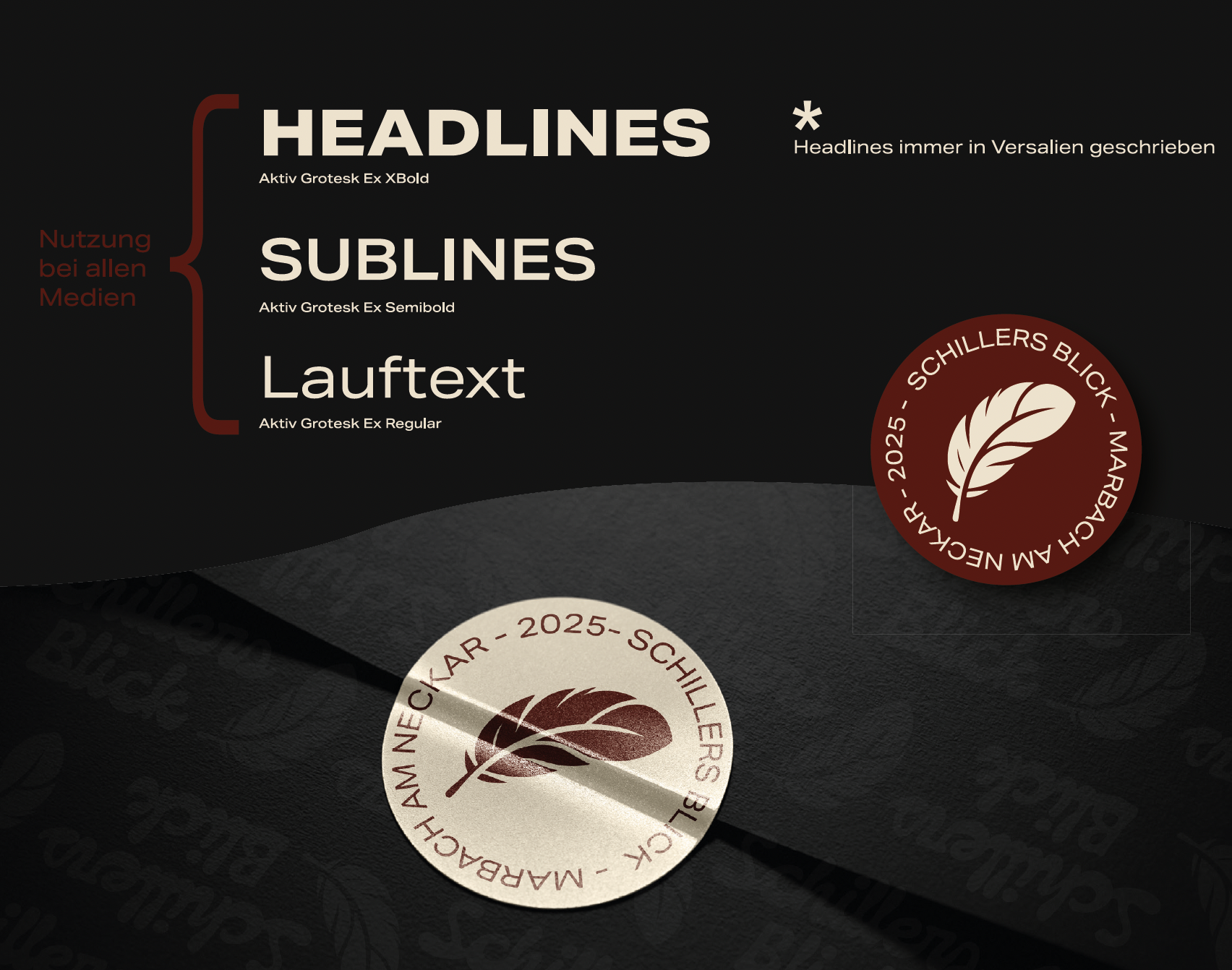Typografie-Regeln und Stempel-Submark eines Designsystems