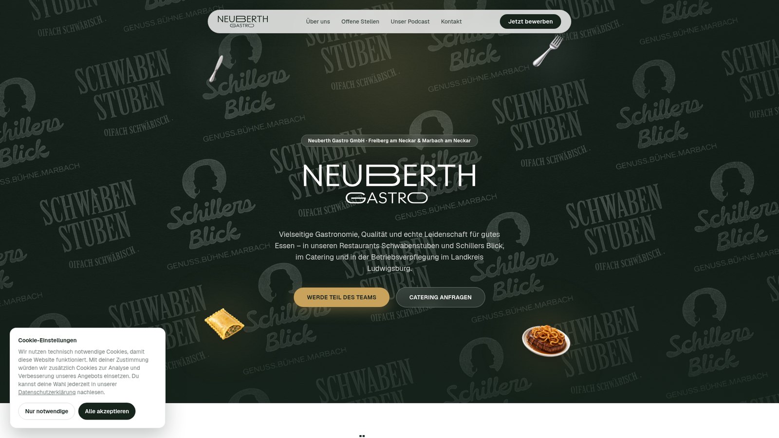 Startseite der Webseite von Neuberth Gastro